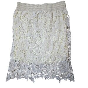 Nathalie B New York Skirt Cream Floral Lace Above Knee Party Elegant Size 1X NWT